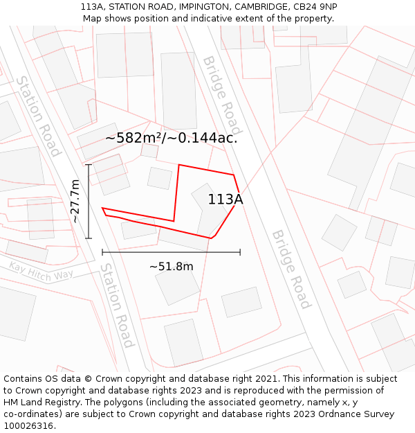 113A, STATION ROAD, IMPINGTON, CAMBRIDGE, CB24 9NP: Plot and title map