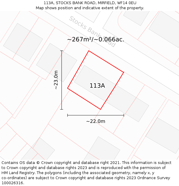 113A, STOCKS BANK ROAD, MIRFIELD, WF14 0EU: Plot and title map