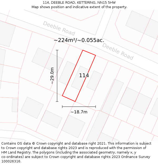 114, DEEBLE ROAD, KETTERING, NN15 5HW: Plot and title map