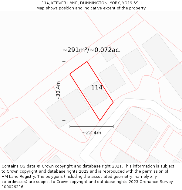 114, KERVER LANE, DUNNINGTON, YORK, YO19 5SH: Plot and title map