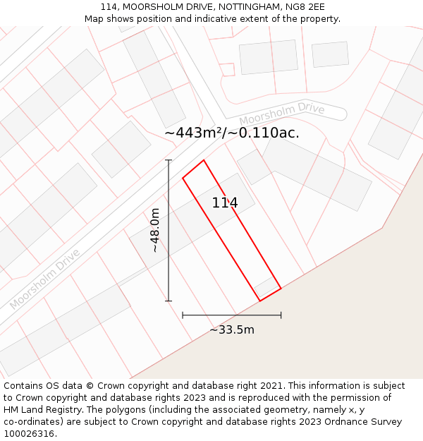 114, MOORSHOLM DRIVE, NOTTINGHAM, NG8 2EE: Plot and title map