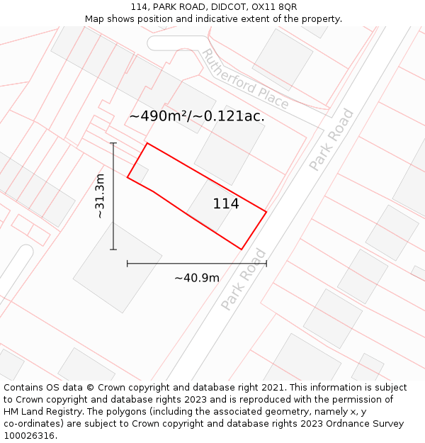 114, PARK ROAD, DIDCOT, OX11 8QR: Plot and title map