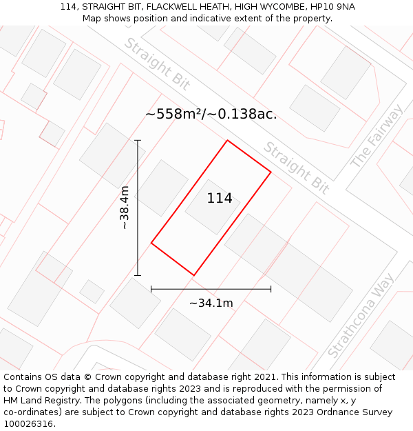 114, STRAIGHT BIT, FLACKWELL HEATH, HIGH WYCOMBE, HP10 9NA: Plot and title map