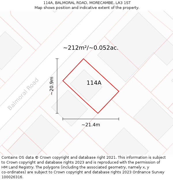 114A, BALMORAL ROAD, MORECAMBE, LA3 1ST: Plot and title map