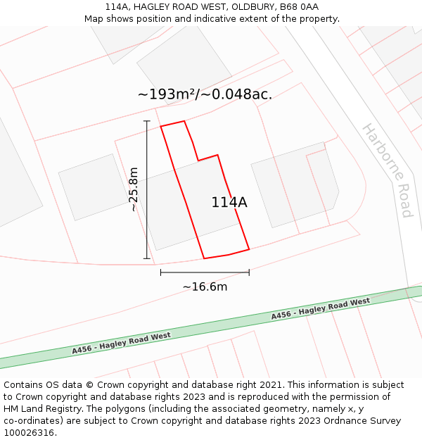 114A, HAGLEY ROAD WEST, OLDBURY, B68 0AA: Plot and title map