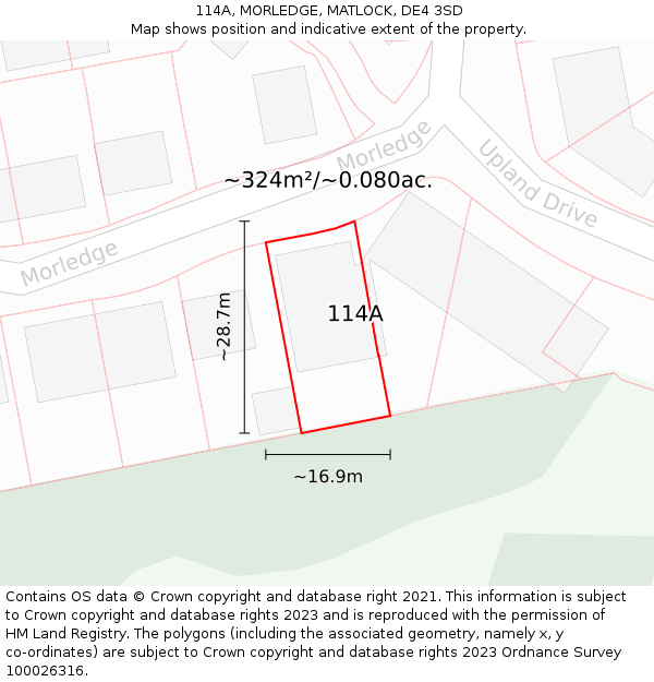114A, MORLEDGE, MATLOCK, DE4 3SD: Plot and title map