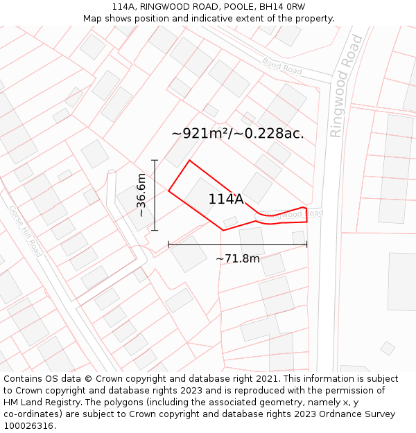 114A, RINGWOOD ROAD, POOLE, BH14 0RW: Plot and title map