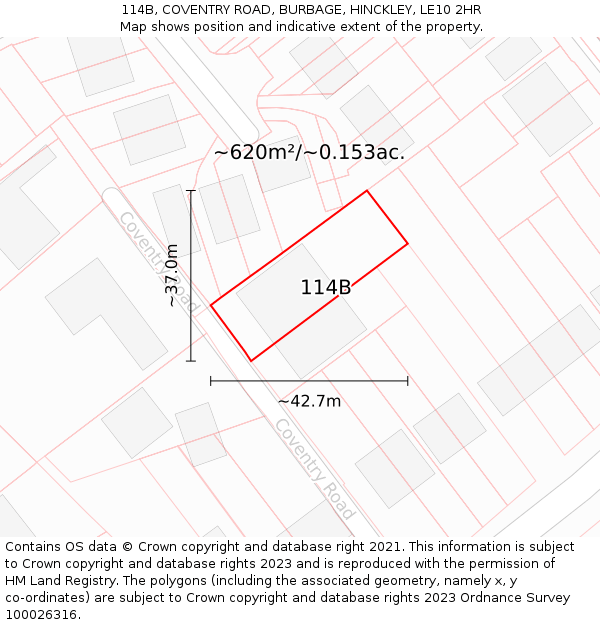114B, COVENTRY ROAD, BURBAGE, HINCKLEY, LE10 2HR: Plot and title map