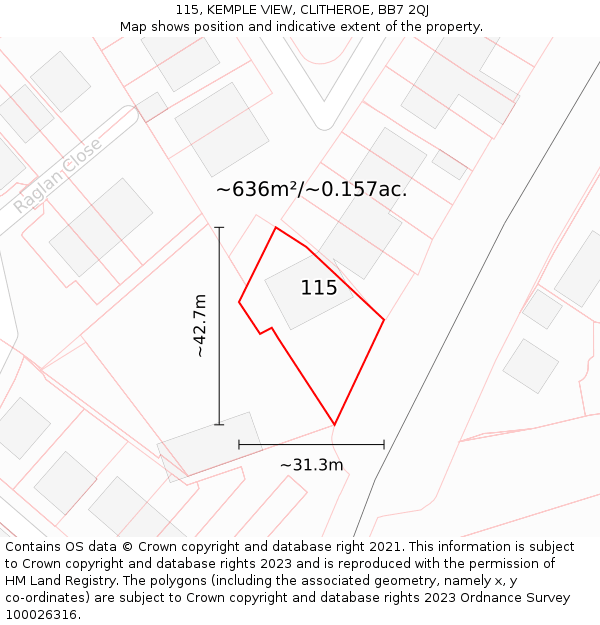 115, KEMPLE VIEW, CLITHEROE, BB7 2QJ: Plot and title map