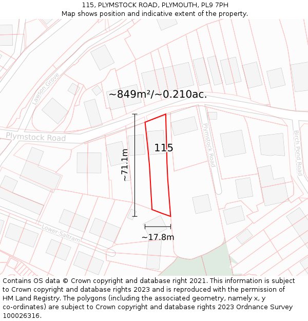 115, PLYMSTOCK ROAD, PLYMOUTH, PL9 7PH: Plot and title map