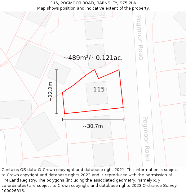 115, POGMOOR ROAD, BARNSLEY, S75 2LA: Plot and title map