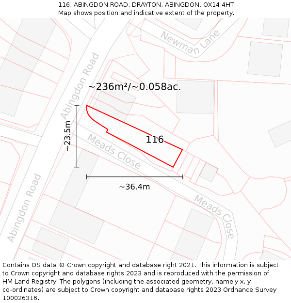 116, ABINGDON ROAD, DRAYTON, ABINGDON, OX14 4HT: Plot and title map