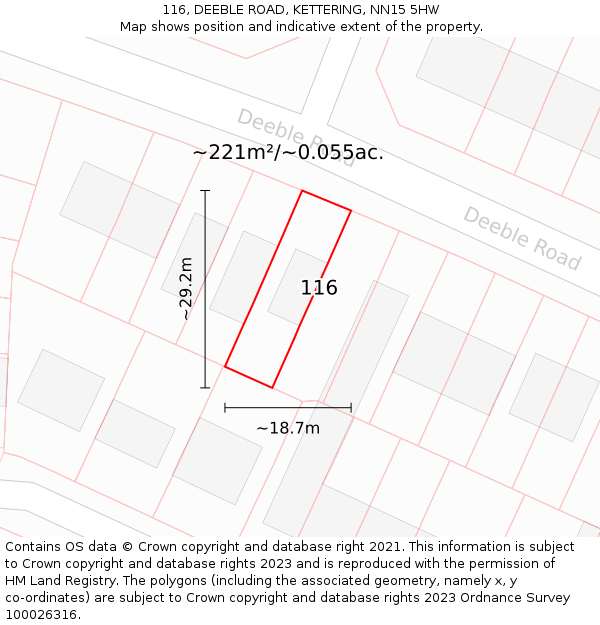 116, DEEBLE ROAD, KETTERING, NN15 5HW: Plot and title map