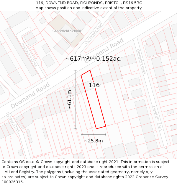 116, DOWNEND ROAD, FISHPONDS, BRISTOL, BS16 5BG: Plot and title map