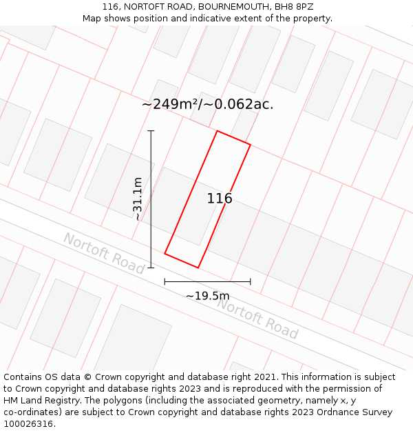 116, NORTOFT ROAD, BOURNEMOUTH, BH8 8PZ: Plot and title map