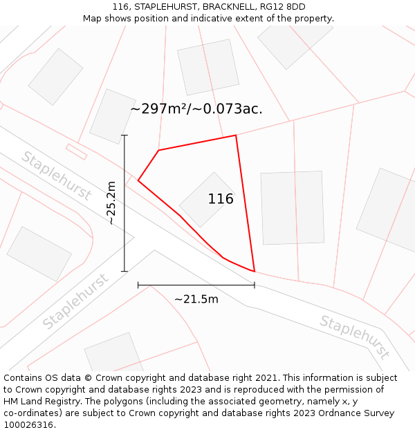 116, STAPLEHURST, BRACKNELL, RG12 8DD: Plot and title map