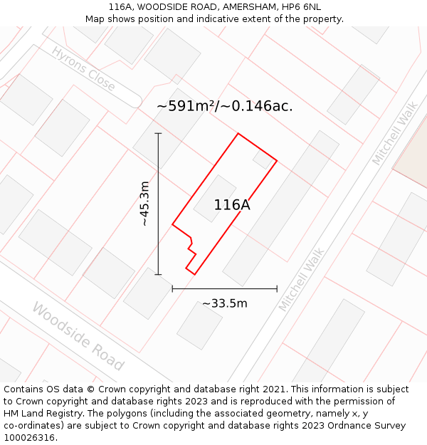 116A, WOODSIDE ROAD, AMERSHAM, HP6 6NL: Plot and title map