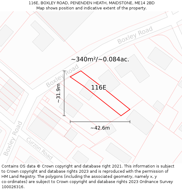 116E, BOXLEY ROAD, PENENDEN HEATH, MAIDSTONE, ME14 2BD: Plot and title map
