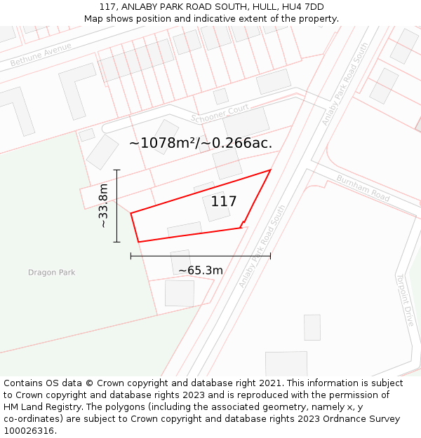 117, ANLABY PARK ROAD SOUTH, HULL, HU4 7DD: Plot and title map