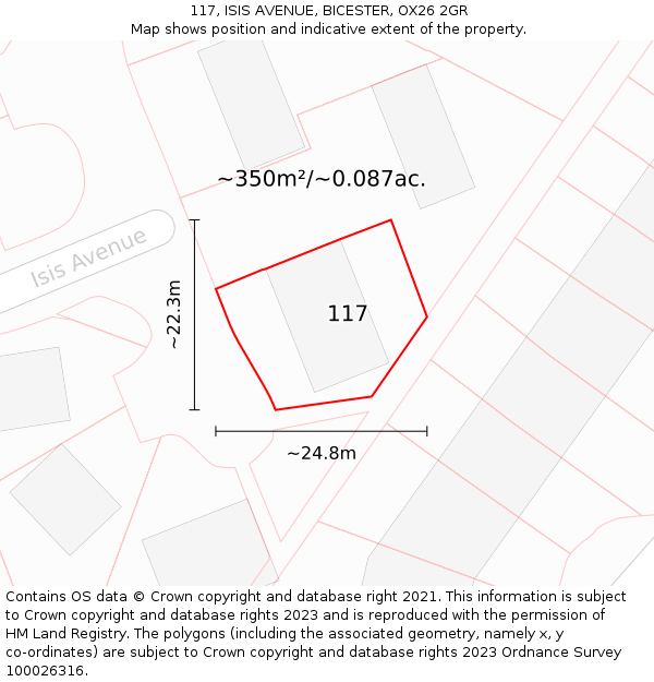 117, ISIS AVENUE, BICESTER, OX26 2GR: Plot and title map
