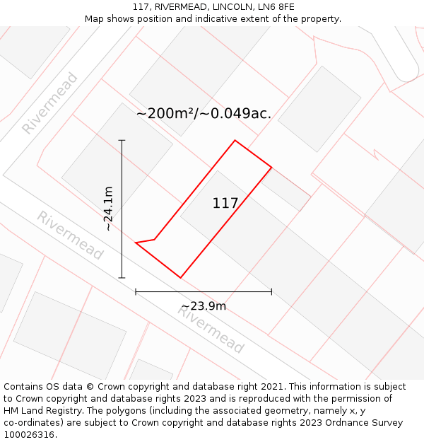 117, RIVERMEAD, LINCOLN, LN6 8FE: Plot and title map