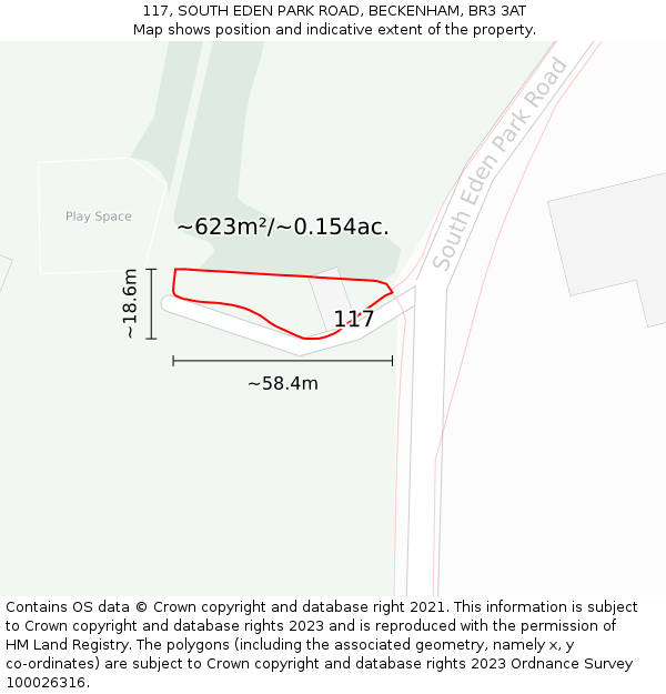 117, SOUTH EDEN PARK ROAD, BECKENHAM, BR3 3AT: Plot and title map