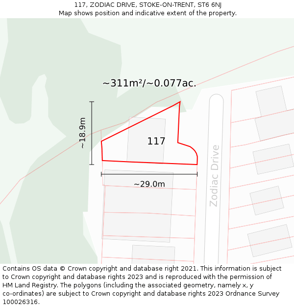 117, ZODIAC DRIVE, STOKE-ON-TRENT, ST6 6NJ: Plot and title map