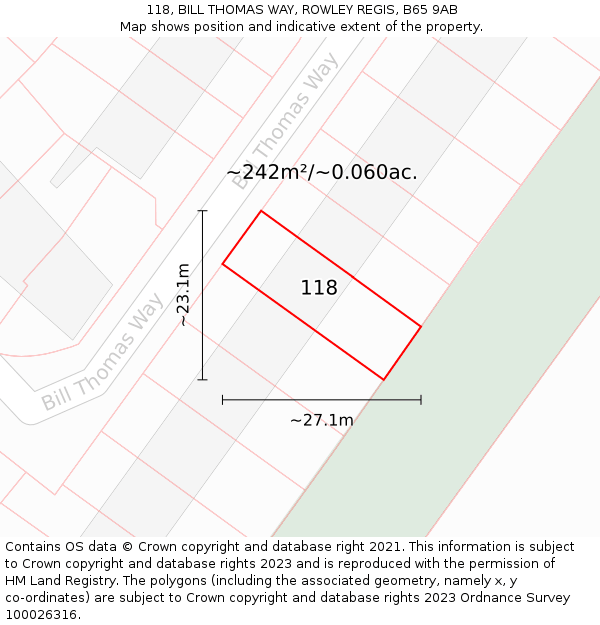 118, BILL THOMAS WAY, ROWLEY REGIS, B65 9AB: Plot and title map