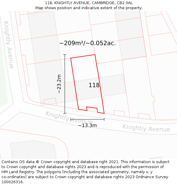 118, KNIGHTLY AVENUE, CAMBRIDGE, CB2 0AL: Plot and title map
