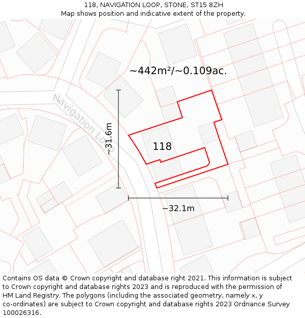 118, NAVIGATION LOOP, STONE, ST15 8ZH: Plot and title map