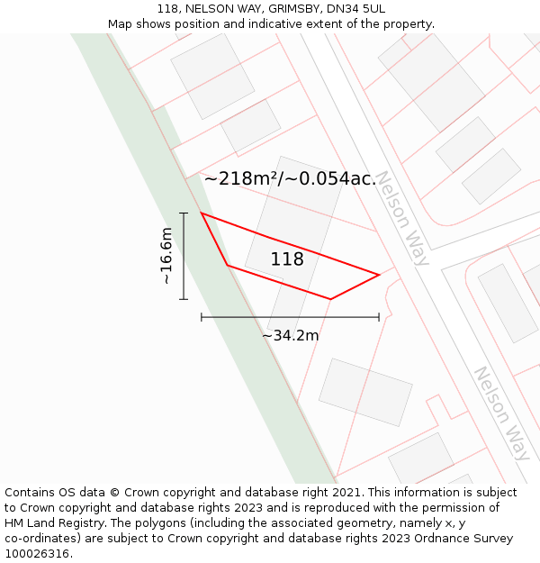 118, NELSON WAY, GRIMSBY, DN34 5UL: Plot and title map