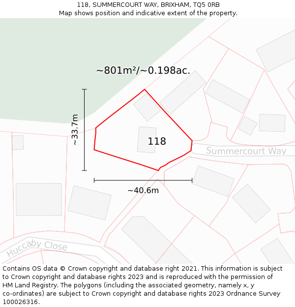 118, SUMMERCOURT WAY, BRIXHAM, TQ5 0RB: Plot and title map
