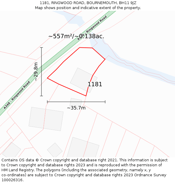 1181, RINGWOOD ROAD, BOURNEMOUTH, BH11 9JZ: Plot and title map