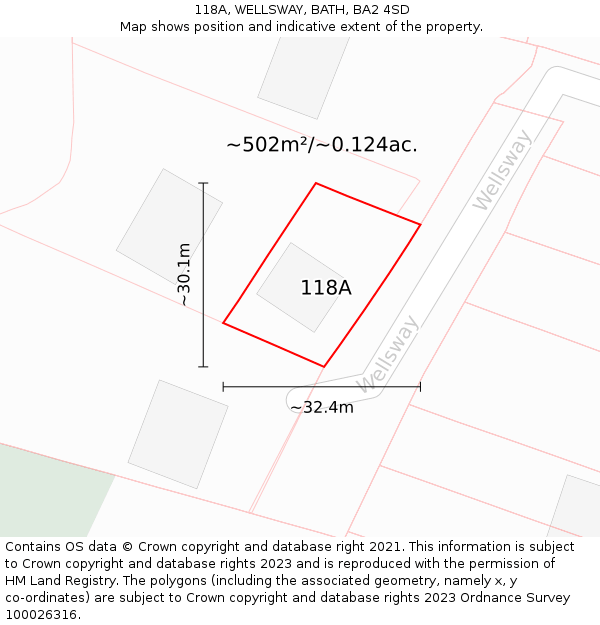 118A, WELLSWAY, BATH, BA2 4SD: Plot and title map