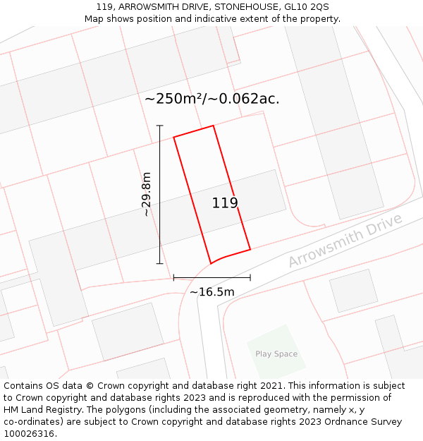 119, ARROWSMITH DRIVE, STONEHOUSE, GL10 2QS: Plot and title map