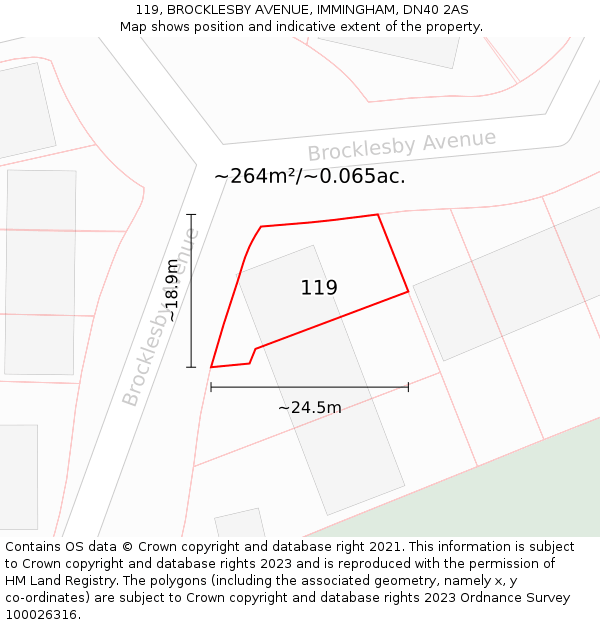 119, BROCKLESBY AVENUE, IMMINGHAM, DN40 2AS: Plot and title map