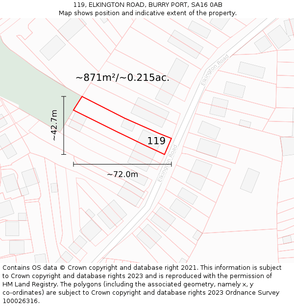 119, ELKINGTON ROAD, BURRY PORT, SA16 0AB: Plot and title map