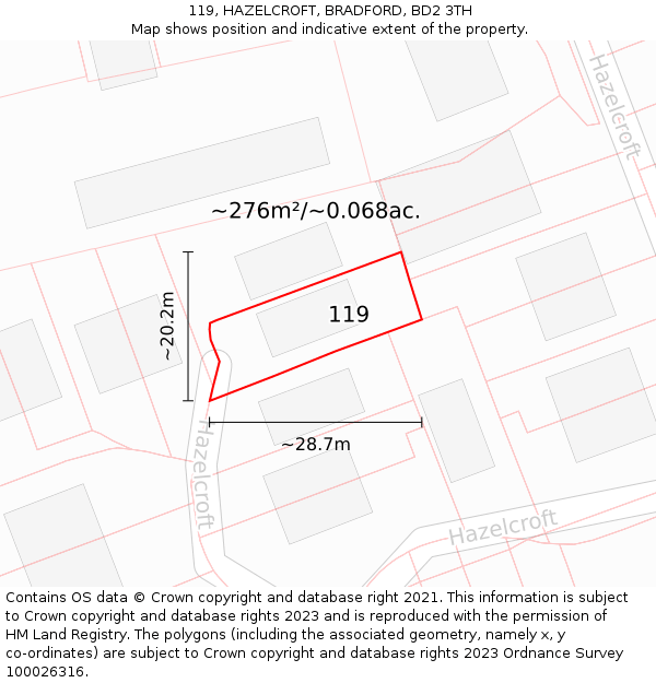 119, HAZELCROFT, BRADFORD, BD2 3TH: Plot and title map