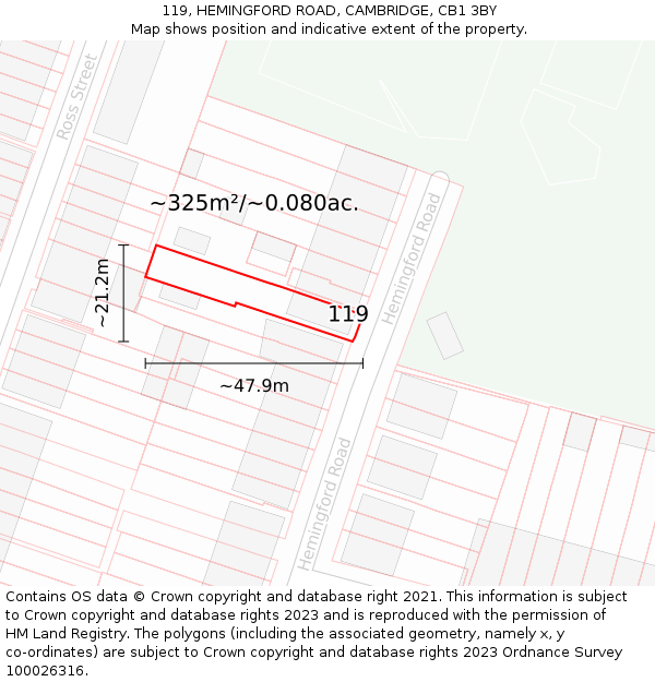 119, HEMINGFORD ROAD, CAMBRIDGE, CB1 3BY: Plot and title map