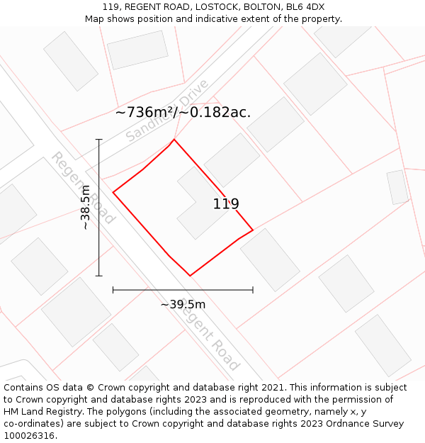 119, REGENT ROAD, LOSTOCK, BOLTON, BL6 4DX: Plot and title map