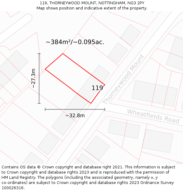 119, THORNEYWOOD MOUNT, NOTTINGHAM, NG3 2PY: Plot and title map