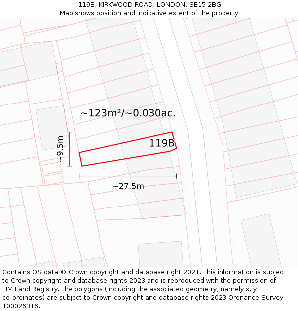 119B, KIRKWOOD ROAD, LONDON, SE15 2BG: Plot and title map