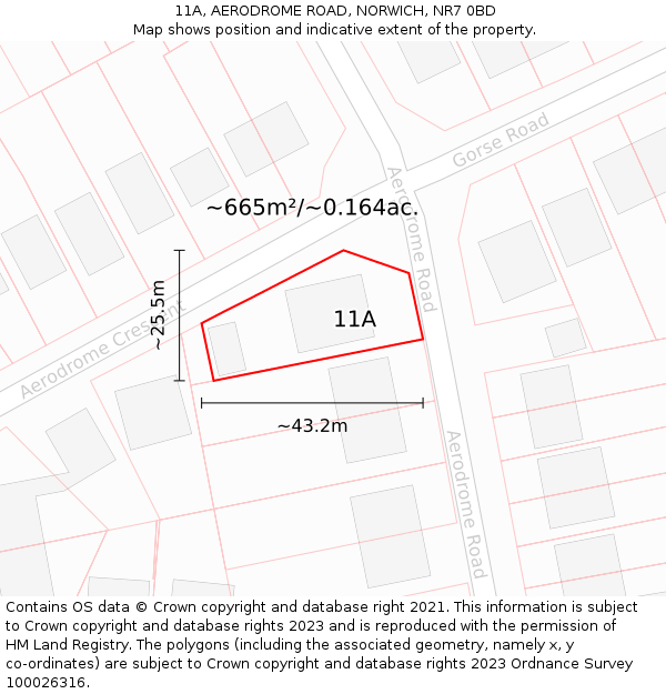 11A, AERODROME ROAD, NORWICH, NR7 0BD: Plot and title map