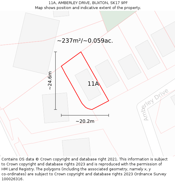 11A, AMBERLEY DRIVE, BUXTON, SK17 9PF: Plot and title map