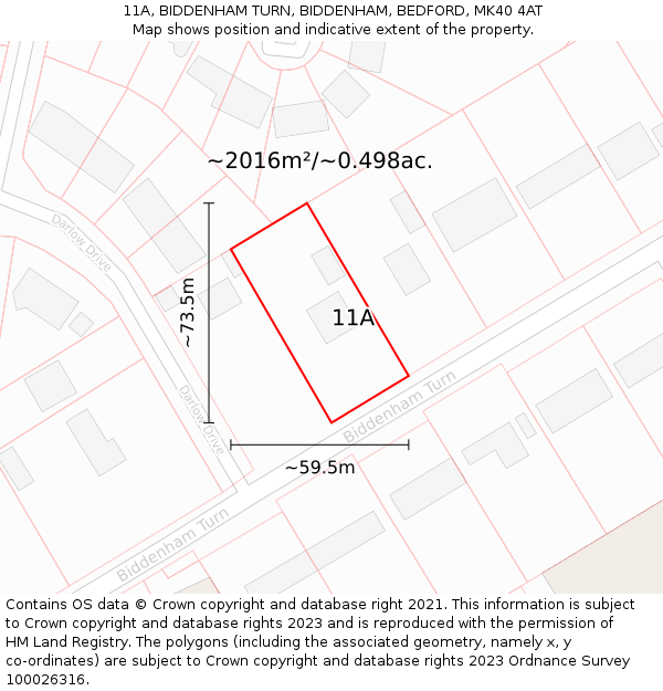 11A, BIDDENHAM TURN, BIDDENHAM, BEDFORD, MK40 4AT: Plot and title map