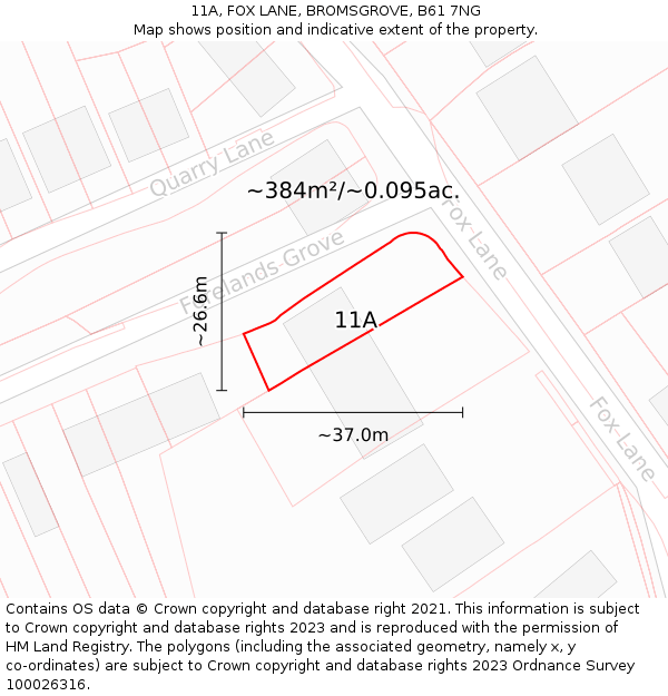 11A, FOX LANE, BROMSGROVE, B61 7NG: Plot and title map