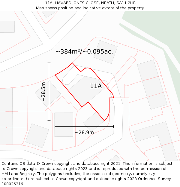 11A, HAVARD JONES CLOSE, NEATH, SA11 2HR: Plot and title map