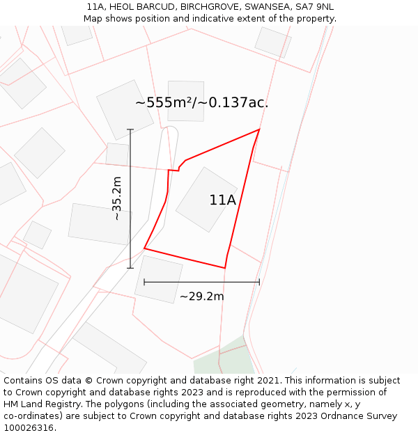 11A, HEOL BARCUD, BIRCHGROVE, SWANSEA, SA7 9NL: Plot and title map