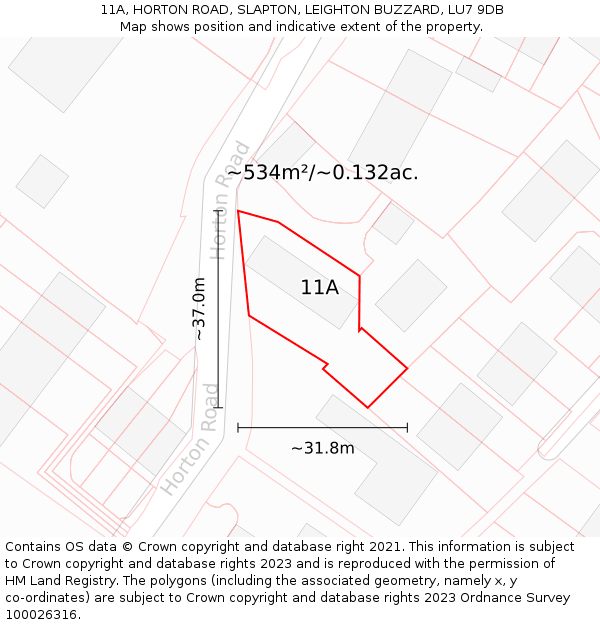 11A, HORTON ROAD, SLAPTON, LEIGHTON BUZZARD, LU7 9DB: Plot and title map