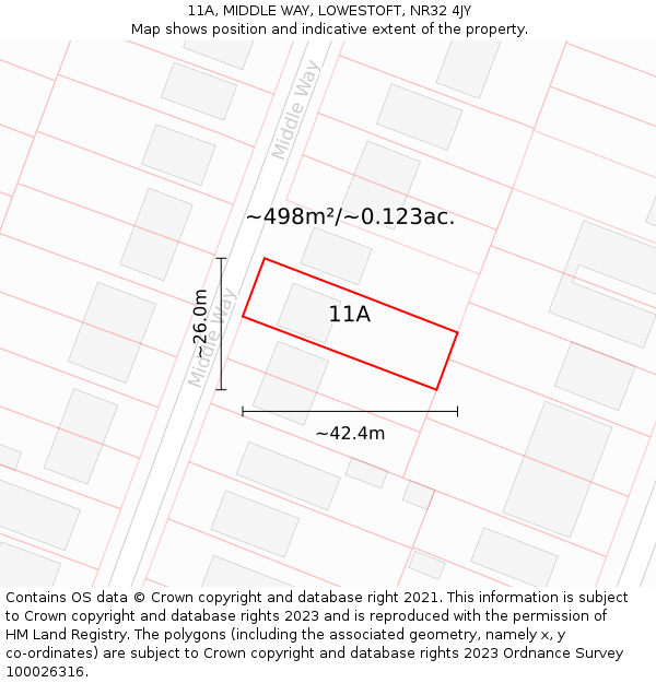 11A, MIDDLE WAY, LOWESTOFT, NR32 4JY: Plot and title map